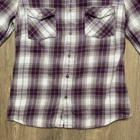 TNA Aritzia Women's Button Down Shirt Plaid Flannel Shirt Classic Purple Size S - Picture 4 of 16